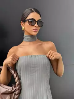Óculos de Sol Clássico Quadrado CECÍLIA - Marrom - Acetato na internet