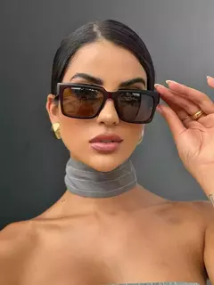 Óculos de Sol Clássico Quadrado CECÍLIA - Marrom - Acetato
