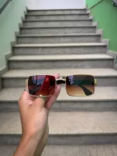 DUNA | Óculos de Sol Quadrado em Acetato – Marrom degradê com Dourado - loja online