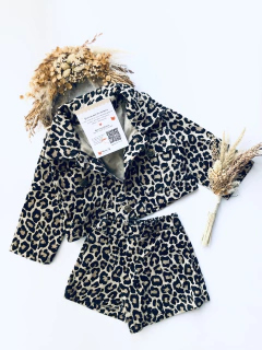 SHORT POLLERA ANIMAL PRINT MARRÓN