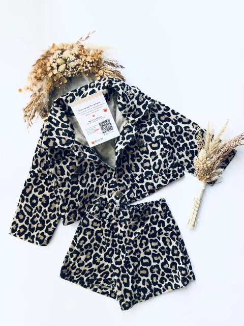 SHORT POLLERA ANIMAL PRINT MARRÓN