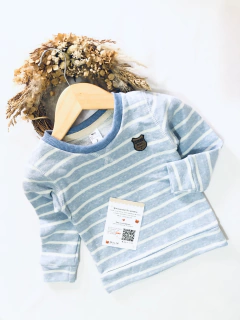 BUZO RUSTICO CELESTE RAYADO - comprar online