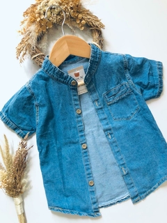CAMISA JEANS CORTA MAO AZUL - comprar online
