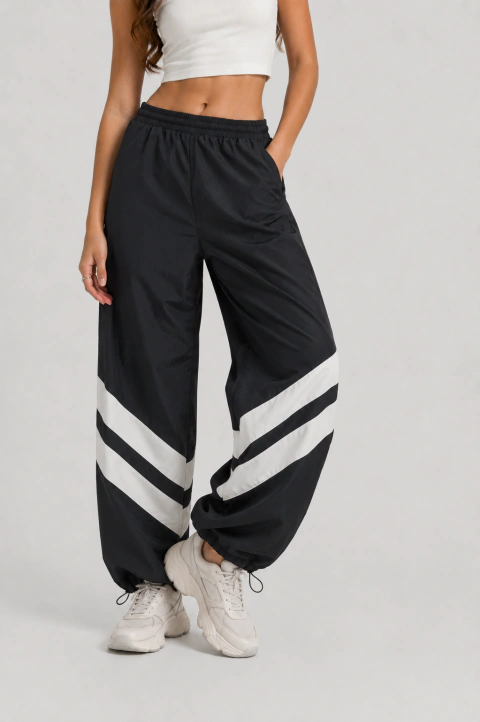 PANTALON OVERSIZE DE PARACHUTE CON RECORTES GENOVA