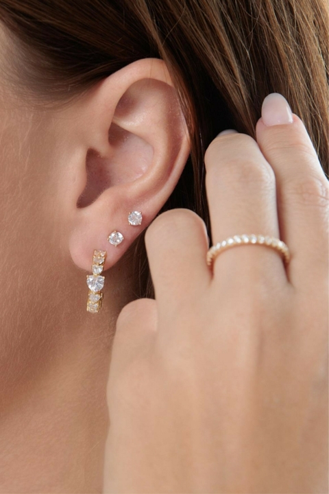 Argolar Com Cravação em Coração Prata 925 - comprar online