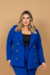 Blazer Plus Size Alfaiataria Azul Elis - belle plus