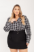 Camisa Xadrez Plus Size Stella Preto - loja online