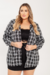 Camisa Xadrez Plus Size Stella Preto - belle plus