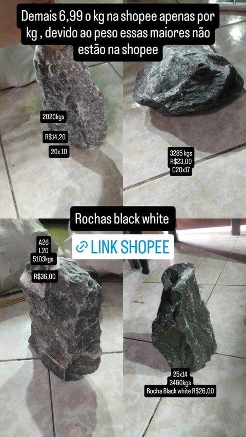 Rochas Black & White Rock Enfeite Hardscape Para Aquarios e Lagos