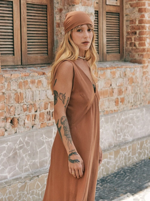 Vestido Celine Seda [Caramelo] - comprar online