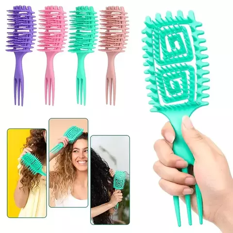 Arlex® Cepillo Curly Cuadrado Espiral de Tres Puntas