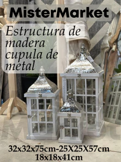 Set X3 Fanales Farol 75+57+41cm Porta Vela Jardin Deco Zn en internet