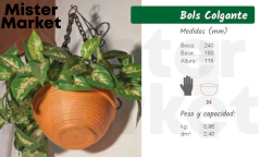 Maceta Terracota Barro Bols Colgante Clásico Jardín Decoración Blum - comprar online