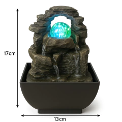 Fuente De Agua Chica Cascada Esfera + Luz Led Piedra 17cm Tm Piedra en internet