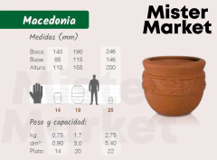 Maceta Terracota Barro Macedonia Clasico Jardin Decoracion Blum - Mister Market Mayorista