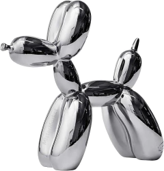 Figura Perro Globo 23cm Plateado Estatua Ceramica Deco Zn - comprar online