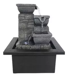 Fuente De Agua Chica Torre 3 Cascadas Luz Led 21cm Deco