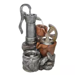 Fuente De Agua Grande Bomba Manual 48cm Cascada Molino