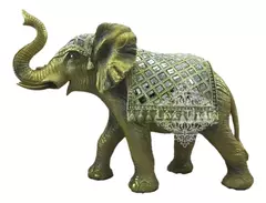 Elefante Parado Dorado Con Espejos Escultura Resina 38cm