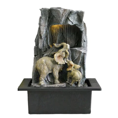 Fuente De Agua Grande Elefantes Lluvia Luz Led 31cm