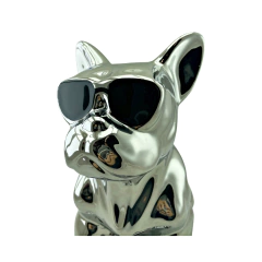Figura Perro Bulldog Sentado Lentes 30cm Estatua en internet