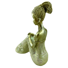 Figura Africana Mujer Reposando Resina Aplique 18cm - Mister Market Mayorista