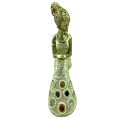 Figura Africana Mujer Reposando Resina Aplique 18cm - tienda online