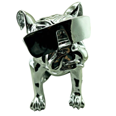 Figura Perro Bulldog Sentado 26cm Estatua Lentes - comprar online