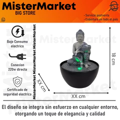Fuente De Agua Chica Cascada Buda Cuencos 18cm Decoracion Tm Gris Oscuro en internet