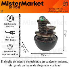 Fuente De Agua Chica Cascada 17cm Piedras Esfera Deco Tm Gris Oscuro en internet