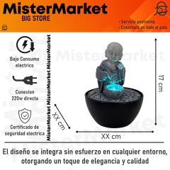 Fuente De Agua Chica Cascada 17cm Niño Buda Cuenco Deco Tm Gris Oscuro en internet