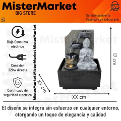 Fuente De Agua Chica Cascada 17cm Buda Zen Led Deco Tm Gris en internet