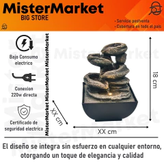 Fuente De Agua Chica Cascada 18cm Simil Piedra Led Tm Marrón - comprar online