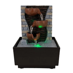 Fuente De Agua Chica 18cm Mini Pared Cascada + Led Mural Tm