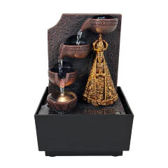 Fuente De Agua Chica Cascada Virgen Maria 17cm Decoracion Tm Dorado