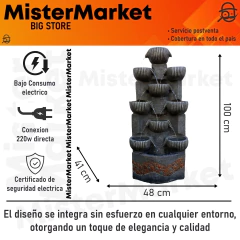 Fuente De Agua Gigante Cascada 1 Metro Luz Led 9 Caidas Zn Gris - Mister Market Mayorista