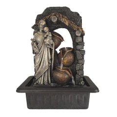 Fuente De Agua Grande 40cm Figura Jesus Led Caida Zen Tm Gris