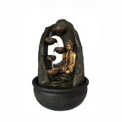 Fuente De Agua Grande Buda Cueva Cascada 4 Vasijas 40cm