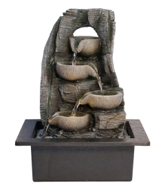 Fuente De Agua Mediana 33cm Cascada Cuencos Feng Shui Luz Tm