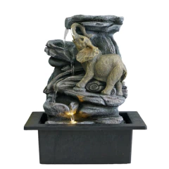 Fuente De Agua Mediana 33cm Luz Cascada Elefante Zen Tm