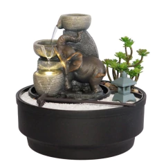 Fuente De Agua Jardin Zen 26cm Elefante Relajacion Deco TM Gris Oscuro