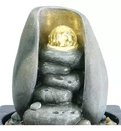 Fuente De Agua Mediana 24cm Piedras Feng Shui Luz Esfera Tm - comprar online