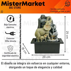 Fuente De Agua Mediana 25cm Elefantes Cascada Armonia Tm - comprar online