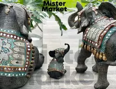 Elefante Parado India Nacar Suerte Resina Zen 47cm en internet