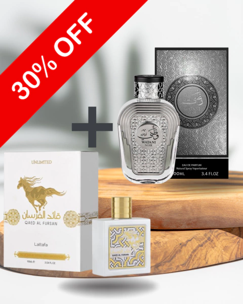 Qaed Al Fursan Lattafa + Watani Noir de Al Wataniah - comprar online