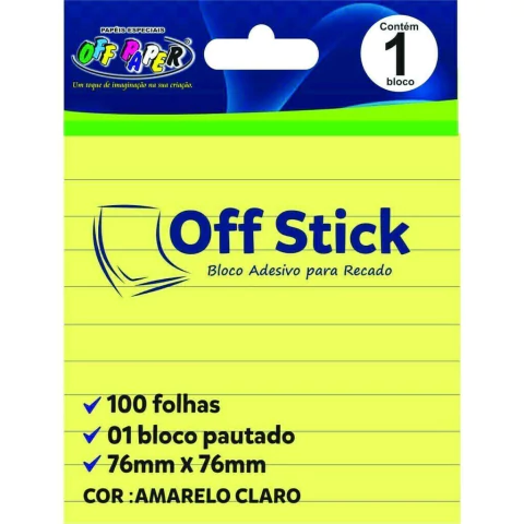 Off Stick Bloco Adesivo Pautado 100 folhas 76mmx76mm