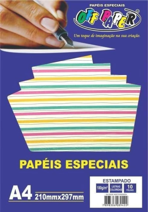 Papel Estampado 180g A4 Pacote c/ 10 Fls Offpaper