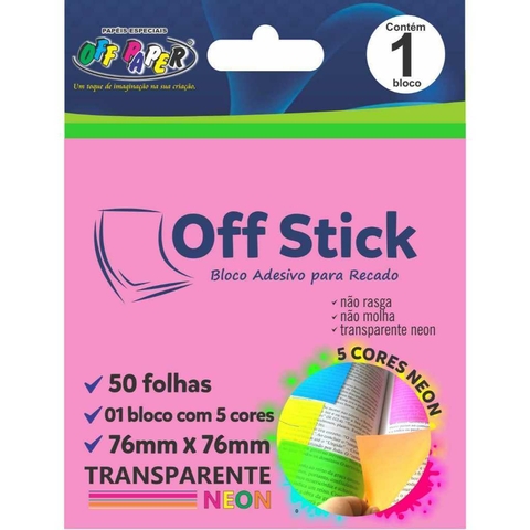 Off Stick 76mmx76mm Transparente Neon