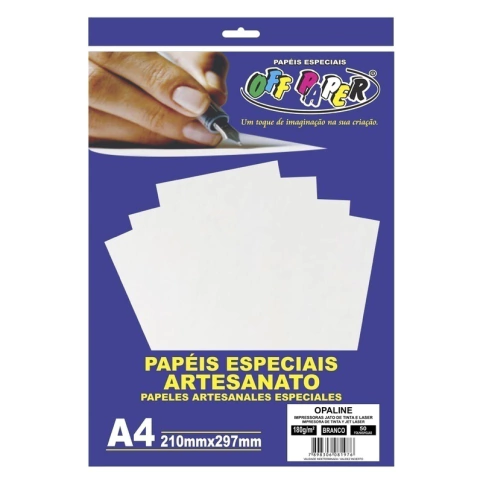 Papel Opaline Branco A4 180g com 50 folhas