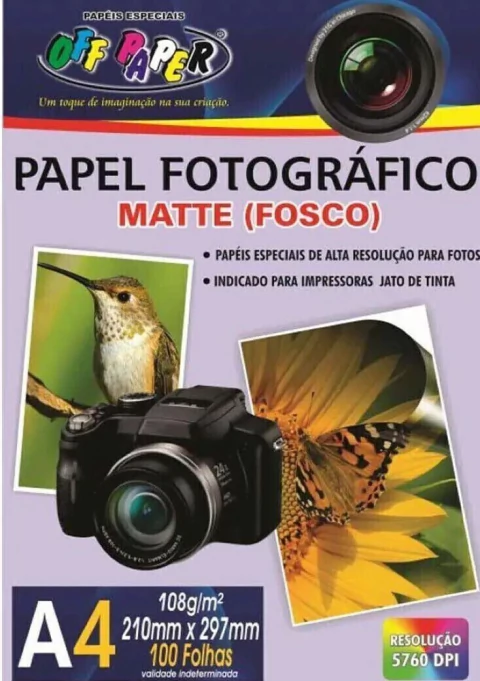 Papel Fotográfico Matte Fosco 108G A4 com 100 folhas